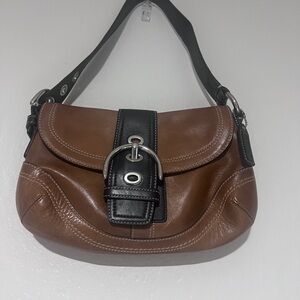 Coach Brown and dark brown handle Leather Hobo Bag